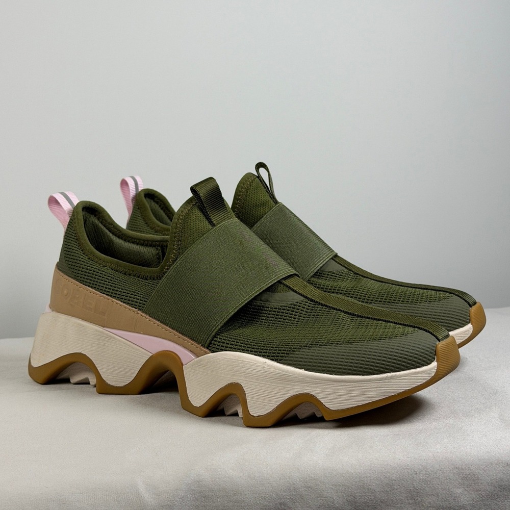Sorel Kinetic Impact II Strap Sneakers Olive Green Pink Womens Size 8